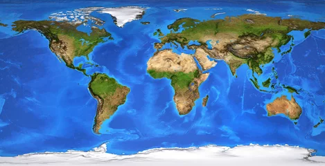 Papier Peint photo Carte du monde Carte du monde plate haute résolution en été