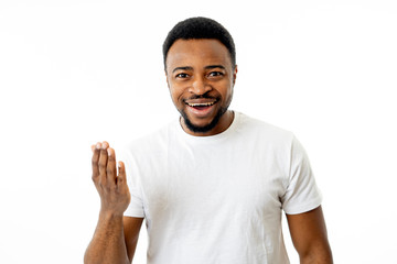 Close up portrait of smiling and laughing attractive man in happy face human emotion and expression