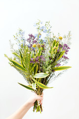 nice spring flower bouquet on the white background