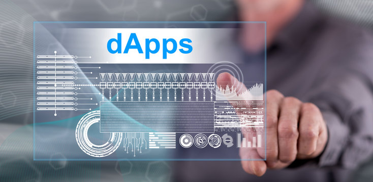 Man touching a dapps concept