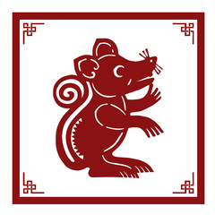 The Classic Chinese Papercutting Style Illustration, A Cartoon Rat, The Chinese Zodiac 