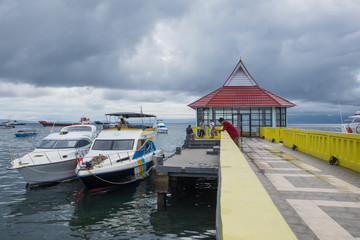 boats in the harbor，ternate Indonesia