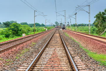 Indian Railway track with trains.
