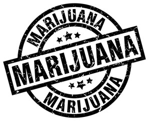 marijuana round grunge black stamp