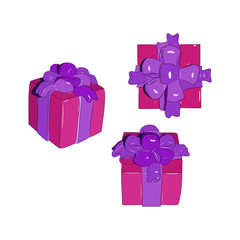 Vector illustration of gift boxes. Surprise box.