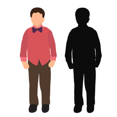 child silhouette, boy, flat style