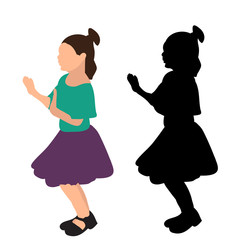 silhouette, girl in a skirt, icon, flat style