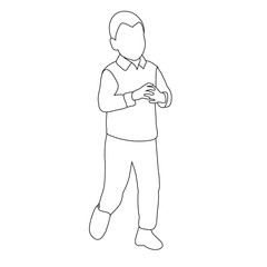 isolated, child sketch, boy, icon, contour