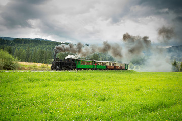 Fototapeta na wymiar Steam train in Austria