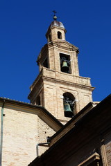 Fototapeta na wymiar Bell tower of the Cathedral of Recanati, Marche, Italy