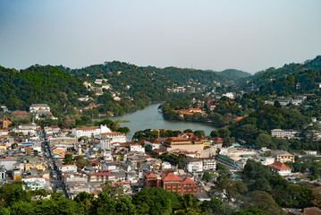Naklejka premium View from top of the mountain over Kandy
