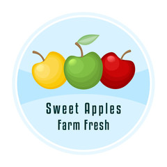 Three apples decorative label.