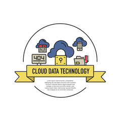 Naklejka premium CLOUD DATA TECHNOLOGY LINE ICON SET