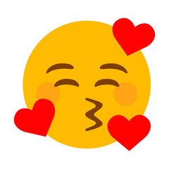 Kissing face with hearst emoji vector
