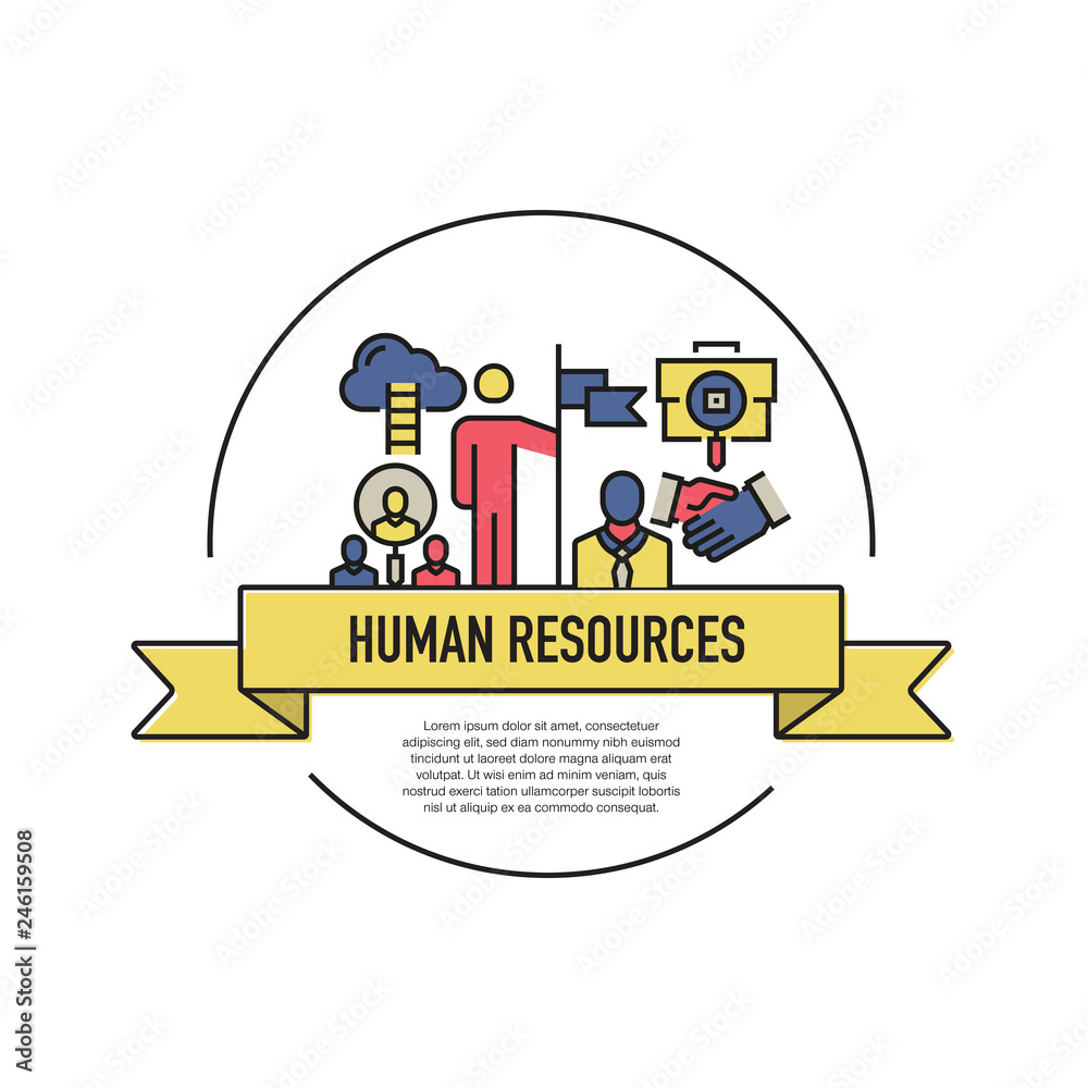 Wall mural human resources line icon set