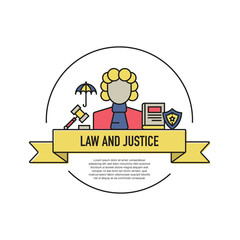 LAW AND JUSTICE LINE ICON SET