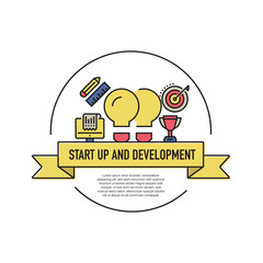 START UP DEVELOPMENT LINE ICON SET