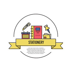 Naklejka premium STATIONERY LINE ICON SET