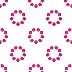 pink color petals round seamless pattern frame design on white background, vector illustration