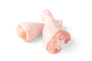 Raw chicken legs isolated on white background.