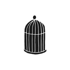 cage for bird vector doodle sketch isolated on white background