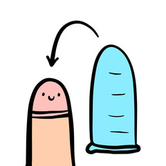 How to use condom hand drawn illustration cartoon style