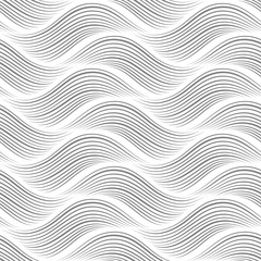 Abstract wavy background. Geometric seamless pattern. Black and white texture. Vector illustration. - 246161113