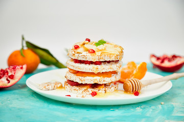 Vegan, diet, organic natural birthday cake with rice crisp