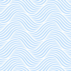 Abstract wavy background. Geometric seamless pattern. Blue and white texture. Vector illustration. - 246161709