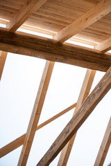 Obraz premium home currently under construction against blue sky