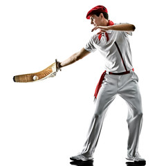 one caucasian Jai alai Basque pelota Cesta Punta player man isolated on white background silhouette