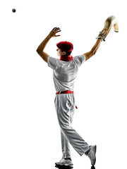 one caucasian Jai alai Basque pelota 
Cesta Punta player man isolated on white background silhouette