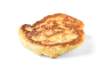 Homemade fluffy pancakes isolated on white background. Russian, Belarusian food. 