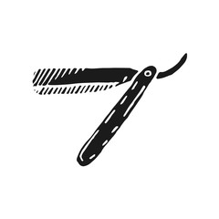 straight razor vector doodle sketch isolated on white background