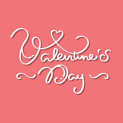 Valentine's Day Poster of Holiday Card with Lettering Text. Vector Illustration.
