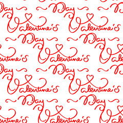 Valentine's Day Holiday Text Seamless Pattern Background. Vector Illustration.