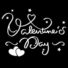 Valentine's Day Poster of Holiday Card with Lettering Text. Vector Illustration.