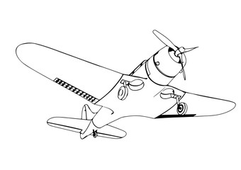 old military aircraft vector sketch