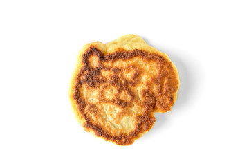 Homemade fluffy pancakes isolated on white background. Russian, Belarusian food. 