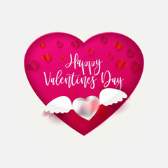 White heart with angel wings card