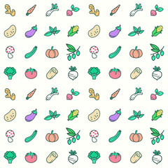 color vegetable seamless pattern. Perfect background for cafe or restaurant menu. Template for design fabric, backgrounds, wrapping paper
