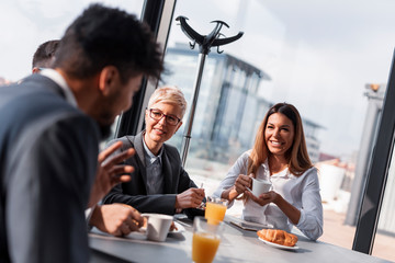 Business people on a lunch break