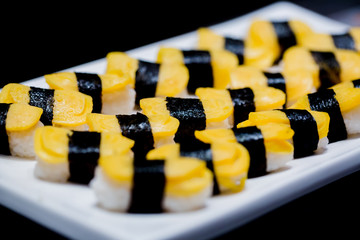 Egg sushi or tamako sushi, Japanese food