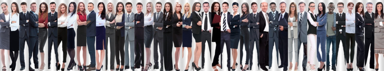 panoramic collage of a large and successful business team