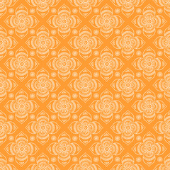 traditional Indian white mehndi seamless pattern with orange background