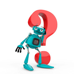 vintage blue robot in a white background