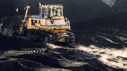 excavator is working, coal mining, dirty job
