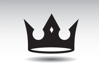 Shape of black vector king crown and icon. Vector Illustration.