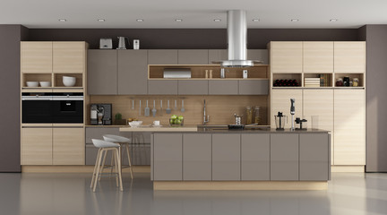 Wooden and brown modern kitchen - 246167751