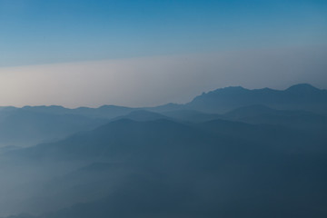 Fototapeta na wymiar Layer of mountains view in the morning.